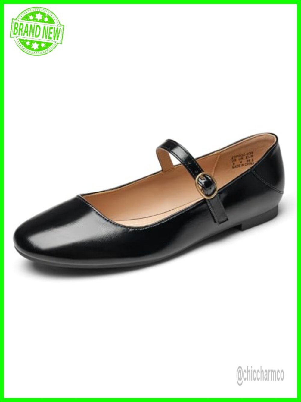 Mary Jane Flats Women Round Toe Ballet Flats with Buckle Strap Faux Leather